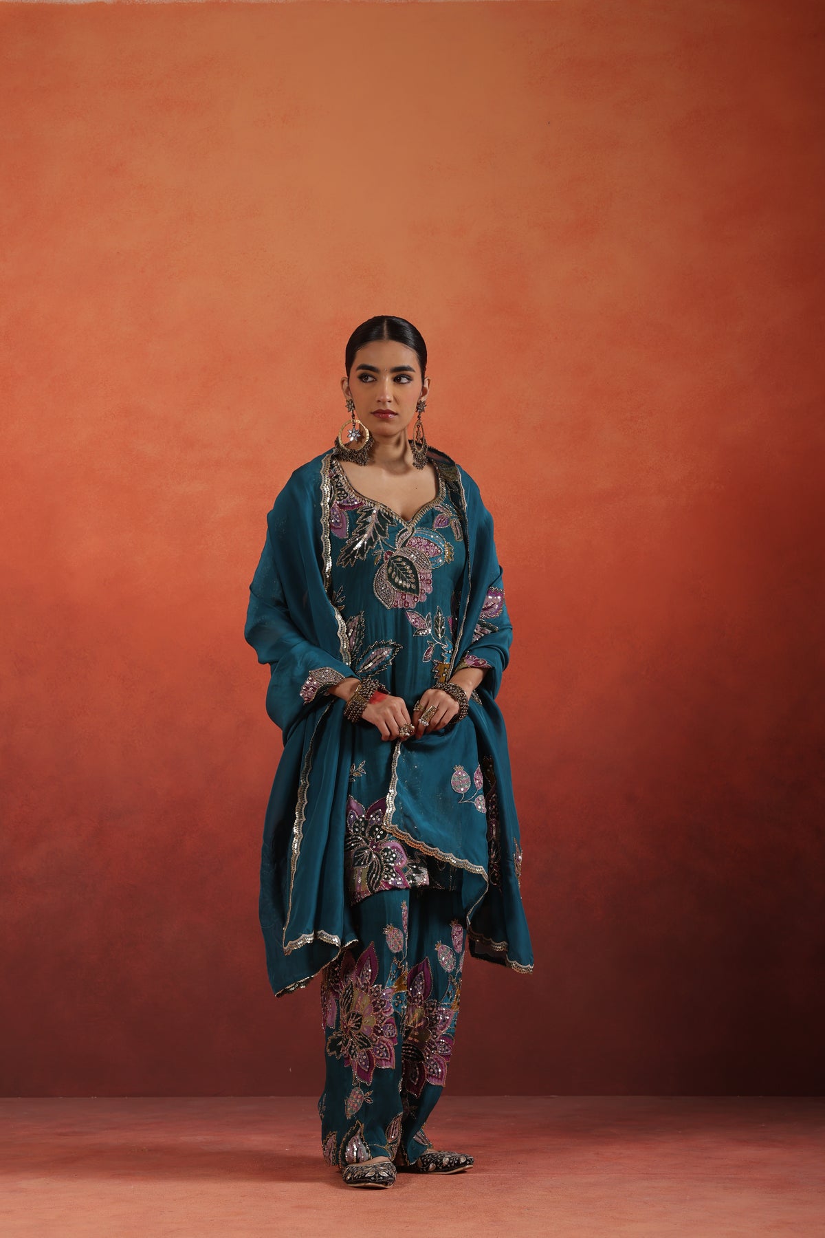 Dhriti Printed Cut Dana Palazo Set - complete outfit