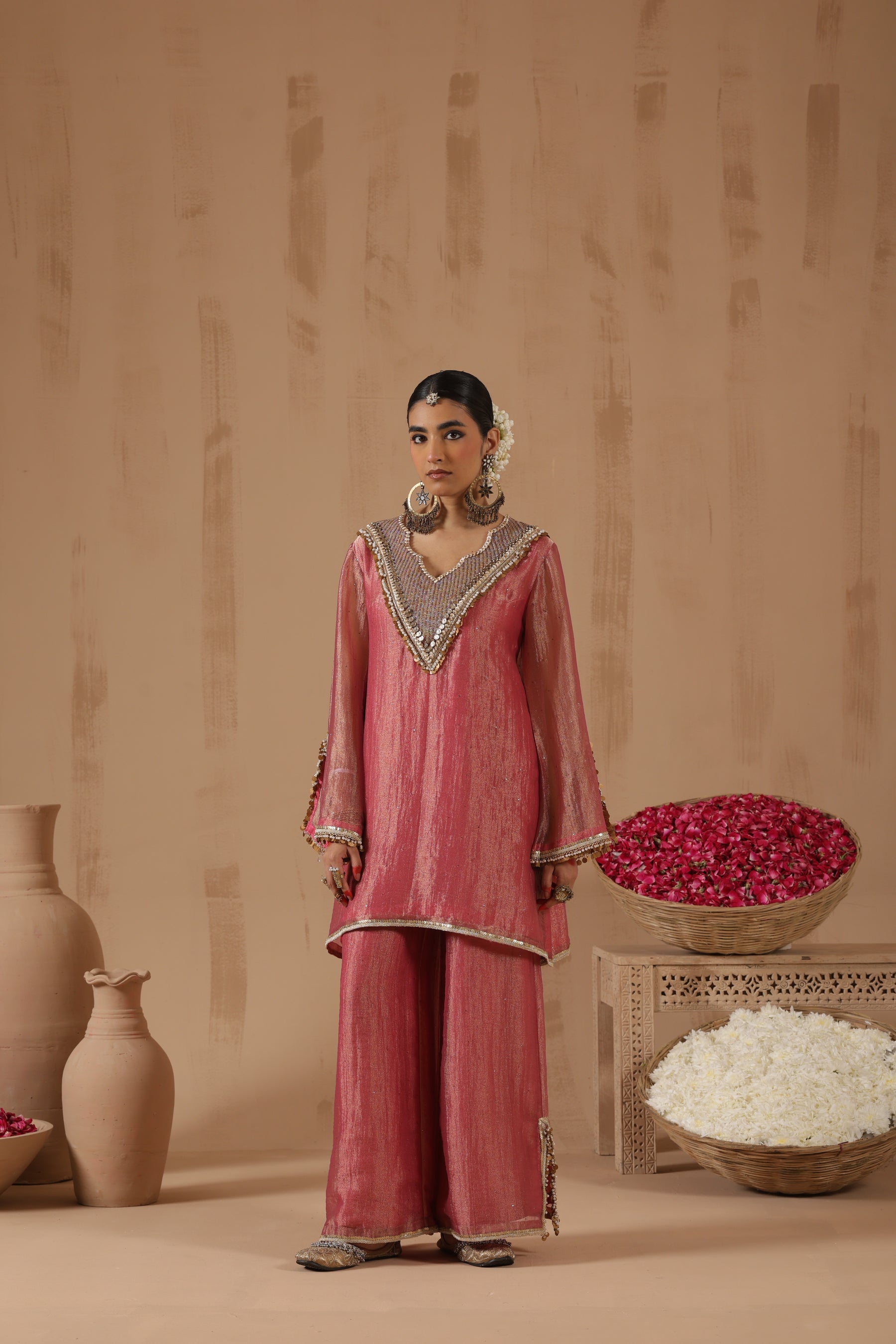 Elina Bead Work Kurta Set - complete outfit