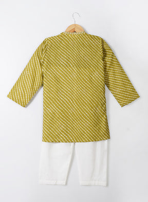Green Lehariya Kurta Set