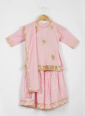 kids Light Pink Gota Pati Sharara Set