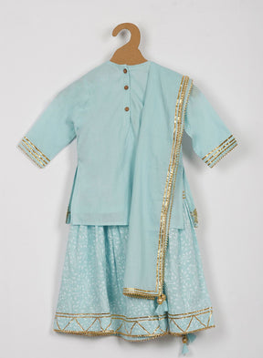 Kids Baby Blue Gota Patti Sharara Set