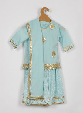 Kids Baby Blue Gota Patti Sharara Set