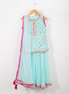 Kids Light Blue Lehenga Set