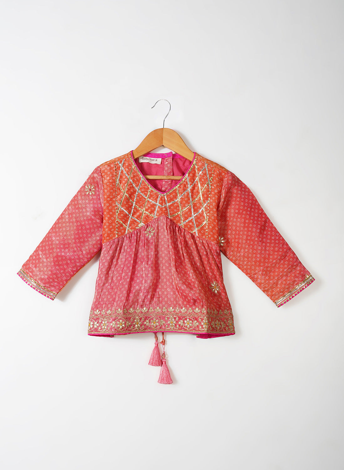 Pink and Orange Shaded Silk Lehenga Set