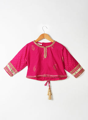 Pink Sequence Block Lehenga Set