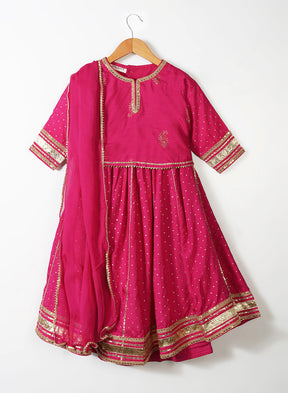 Pink Sequence Block Lehenga Set