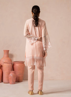 Priya Flared Sleeves Kurta Set With Lace Detailing