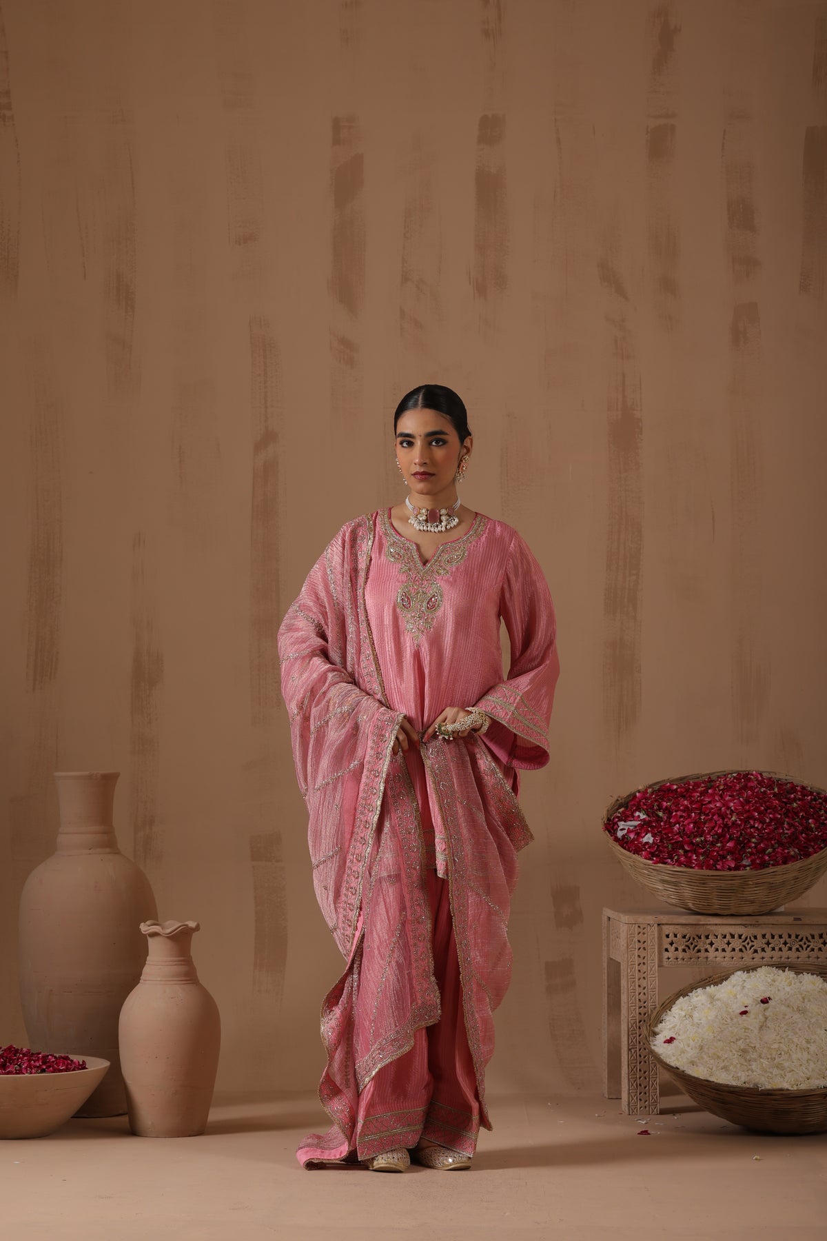 Trisha Sequence And Thread Work Farshi Salwar Set - complete outfit