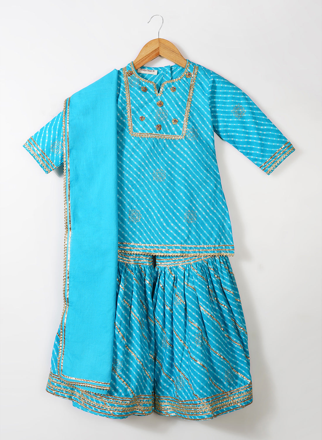 Turquoise Lehariya Sharara Set