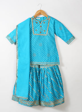 Turquoise Lehariya Sharara Set