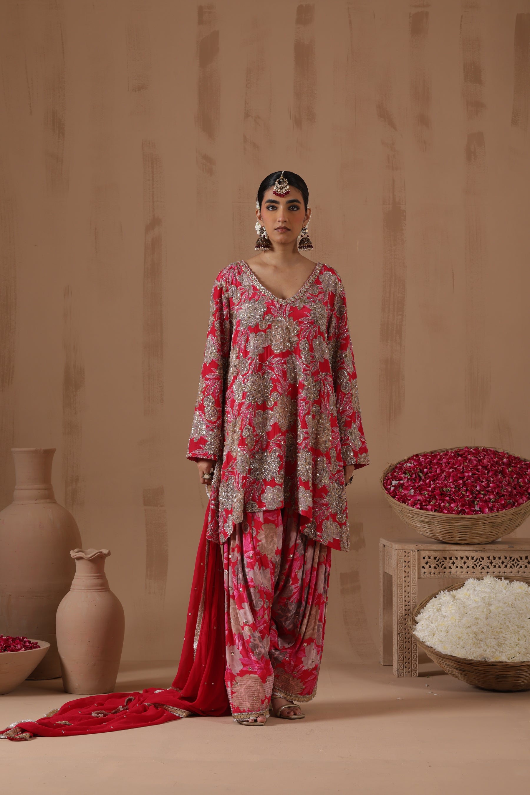 Vihana Printed Sequence Work Farshi Salwar Set - complete outfit