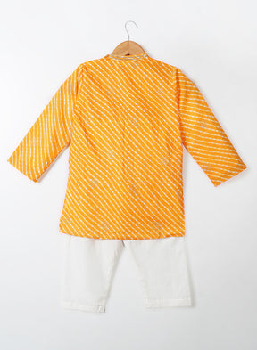 Yellow Lehariya Kurta Pajama