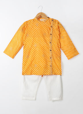 Yellow Lehariya Kurta Pajama