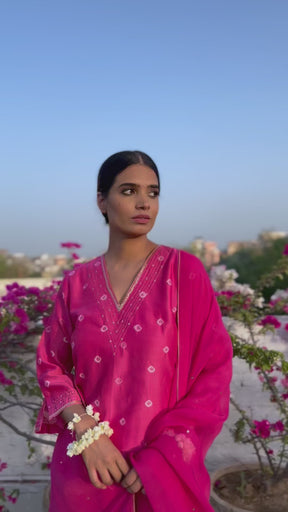Simran Tie & Dye A-Line Kurta With Zari Work
