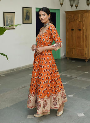 Afreen Cotton Hand Printed Anarkali