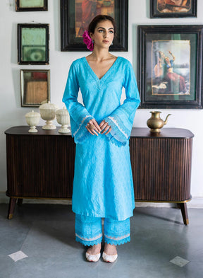 Barkha Cotton Pintex Suit Set With Ombre Organza Dupatta