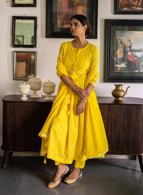 Chhaya Bandhini Anarkali Set With Mirror Embroidery