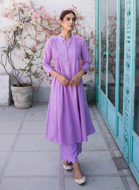 Dhruvi Rayon Kurta Palazo Set With Smocking And Pearl Embroidery