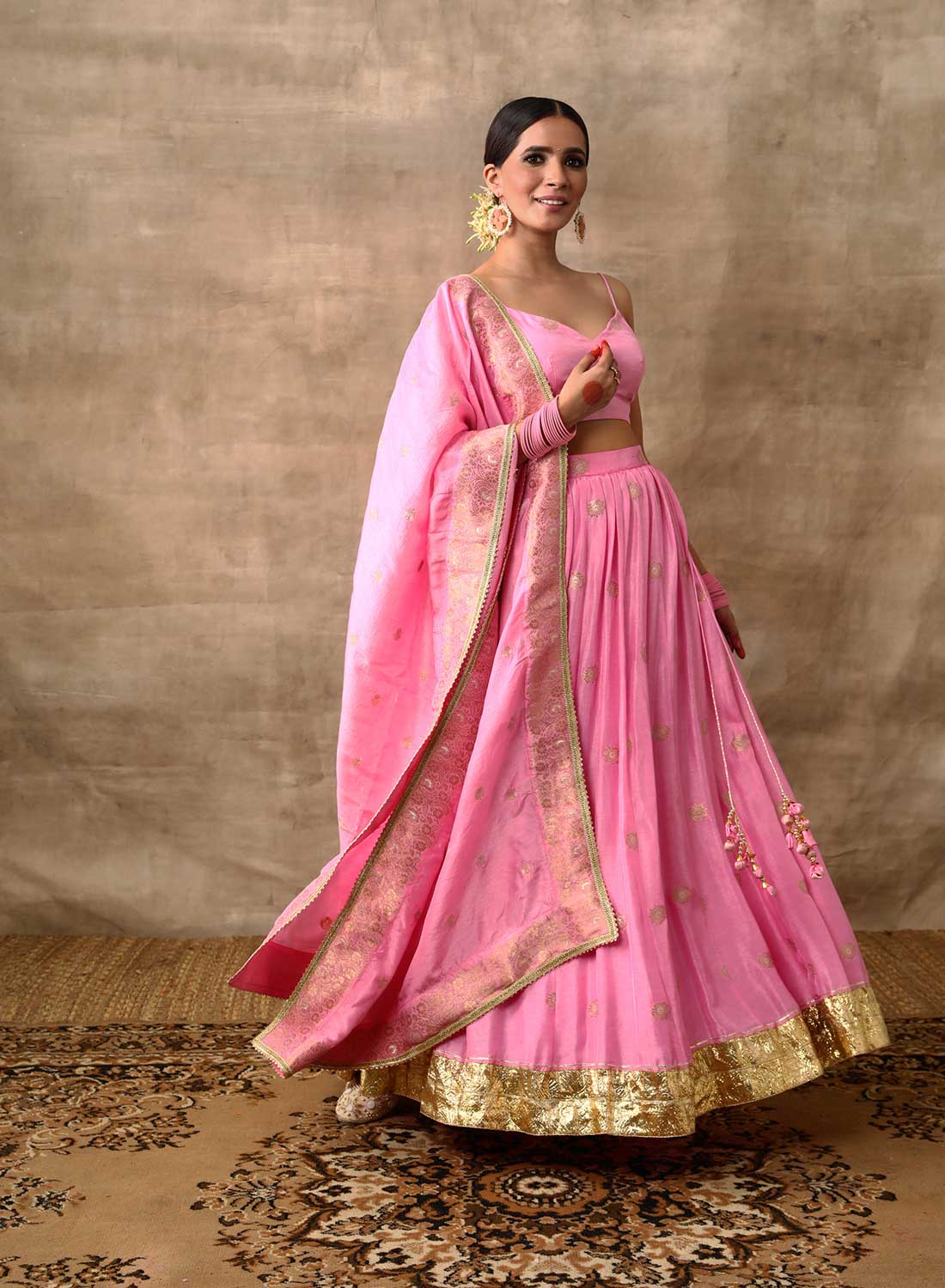 Latest Collection of Chanderi Lehenga Choli Online | Utsav Fashion