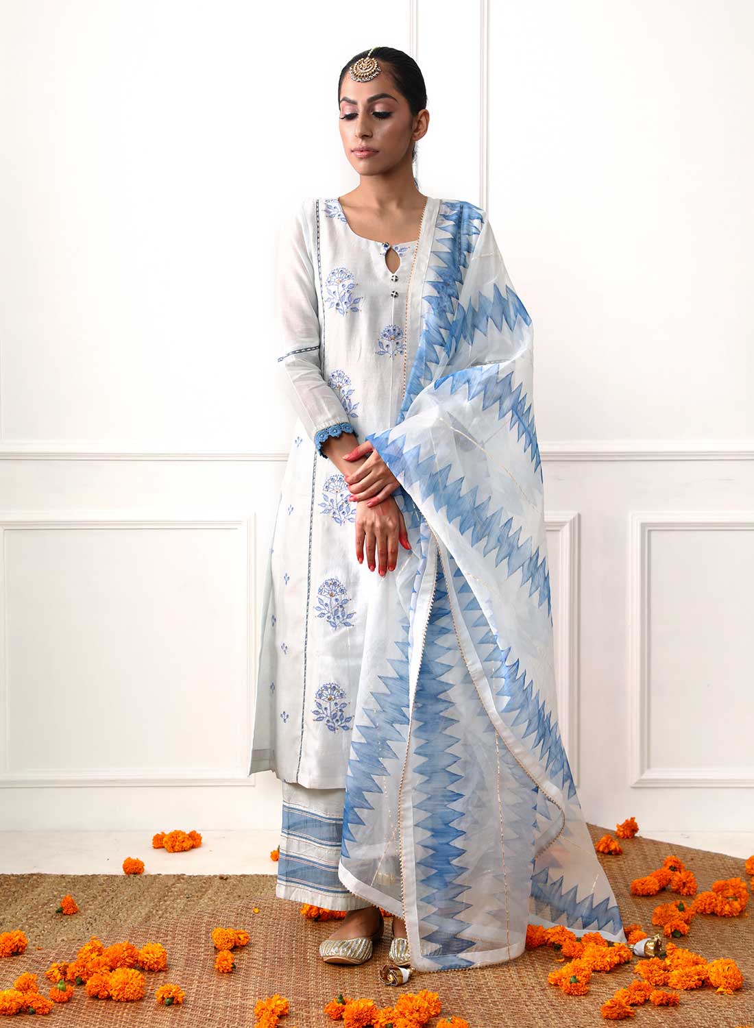 Mogra Chanderi Straight Cut Suit