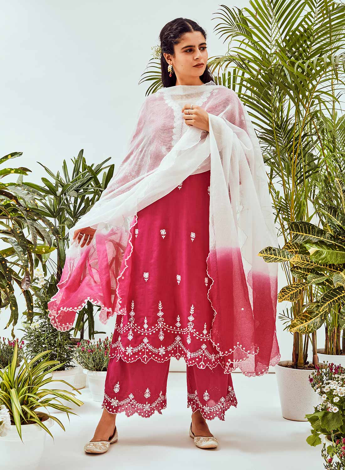 Pink Peony Jaal Set