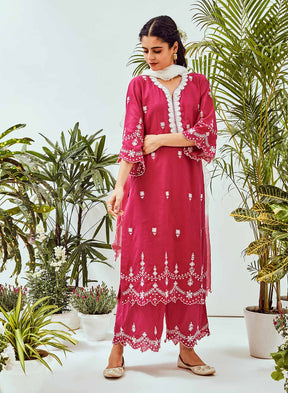 Pink Peony Jaal Set