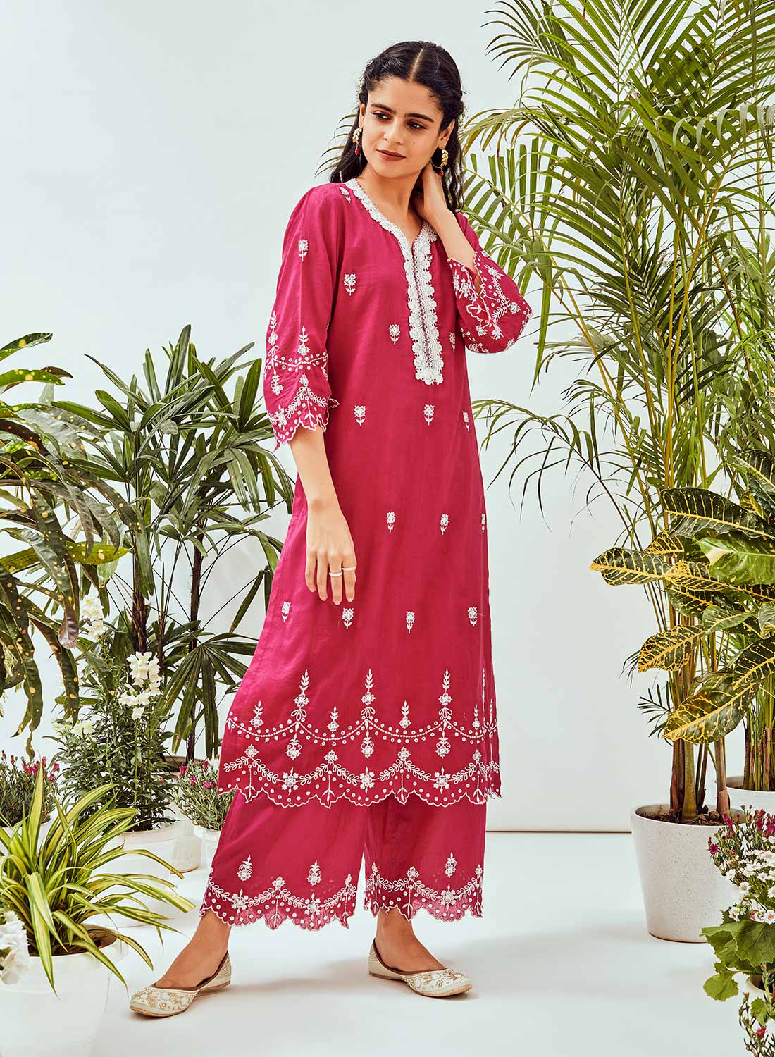 Pink Peony Jaal Set