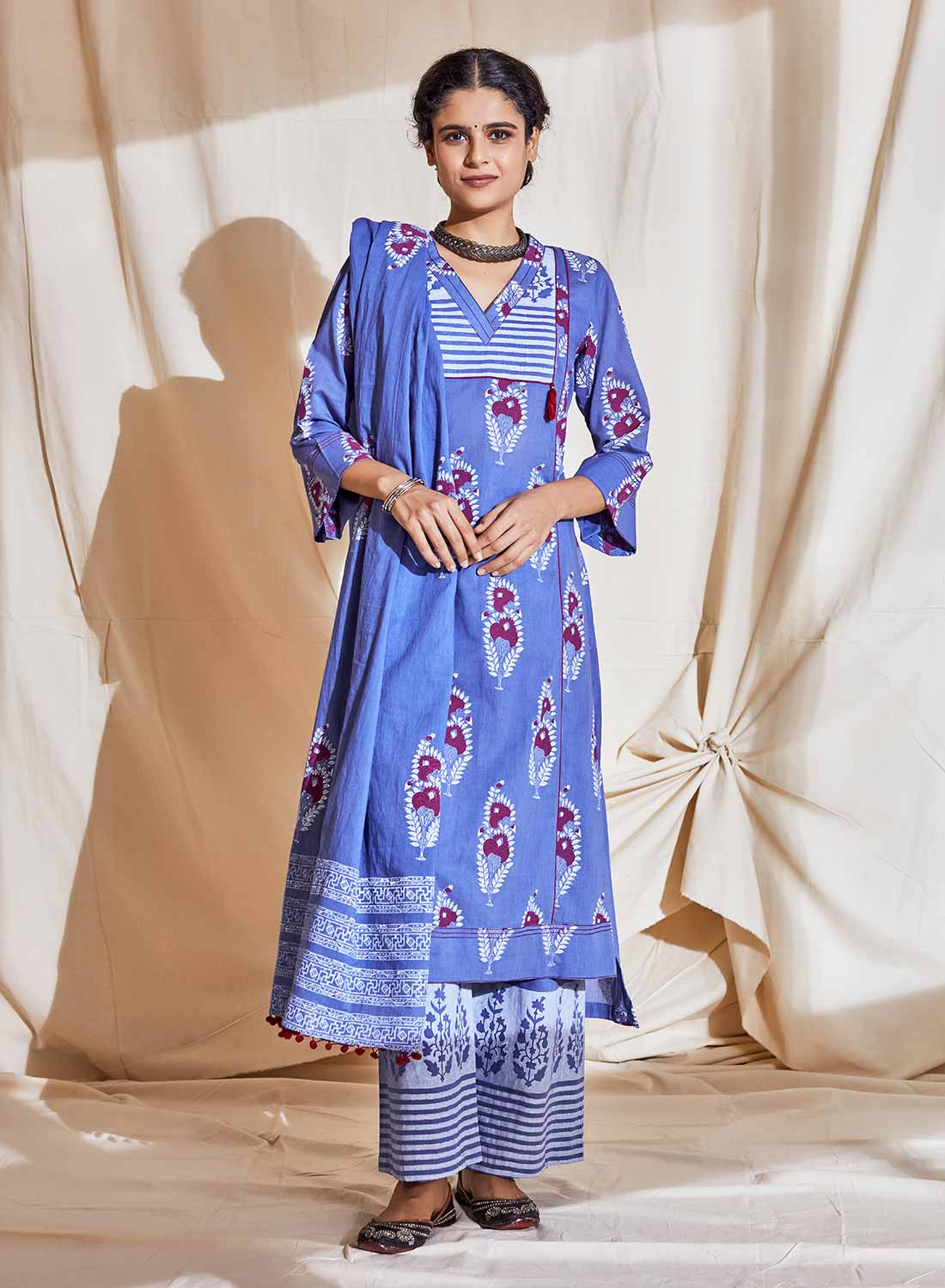 Pom Pom Lace Kurta Set