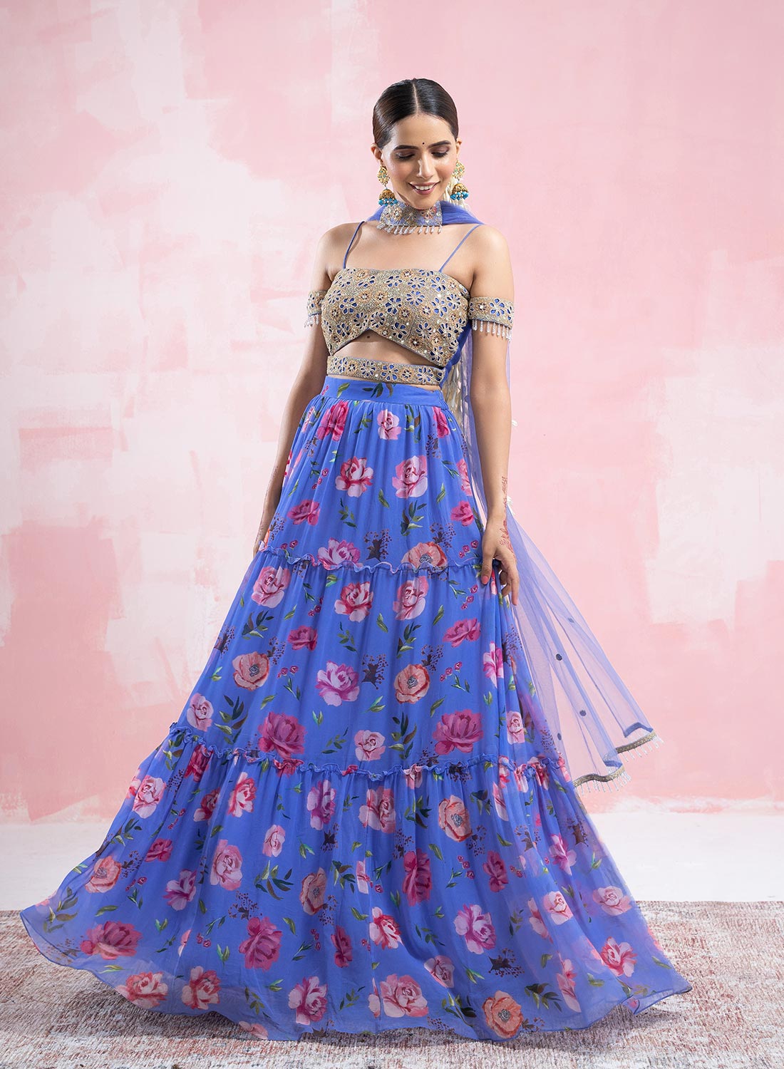 Jalsa Printed Lehenga With Cutwork Embroidered Blous