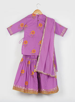 Kids Purple Handblock sharara set