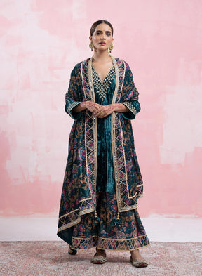 Sana Velvet Suit Set With Gota Patti