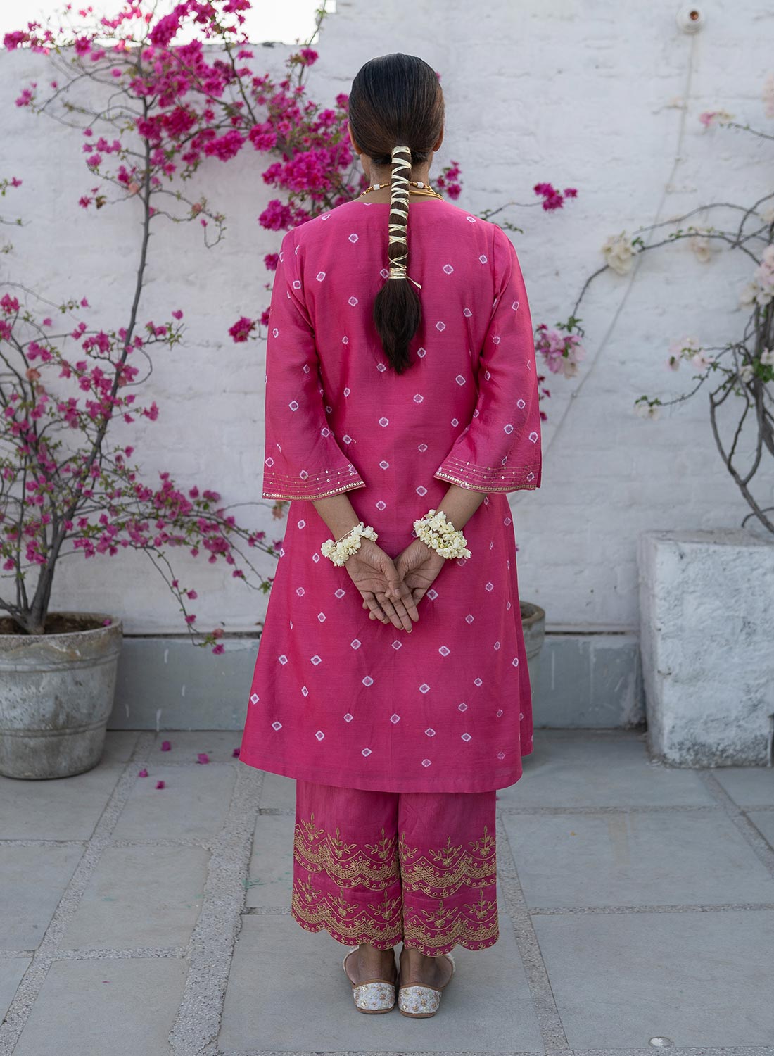Simran Tie & Dye A-Line Kurta With Zari Work