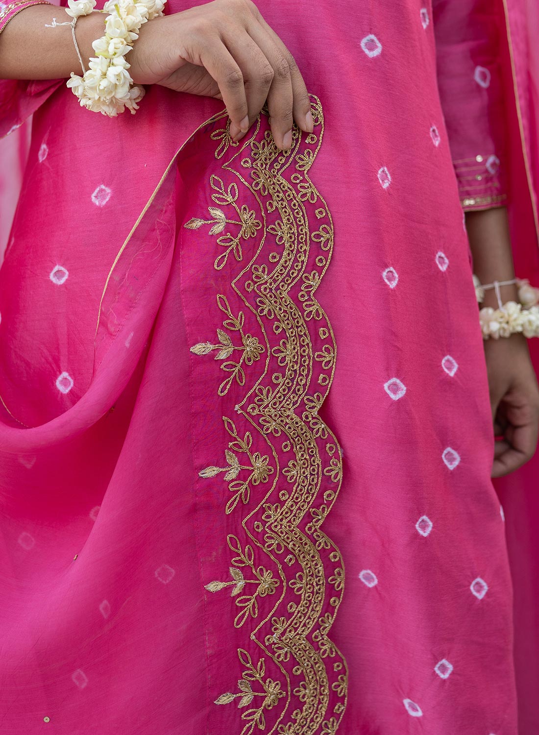 Simran Tie & Dye A-Line Kurta With Zari Work